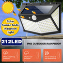 Solar Powered 212 LED PIR Motion Sensor Wall Light Garden Outdoor Lamp Lighting