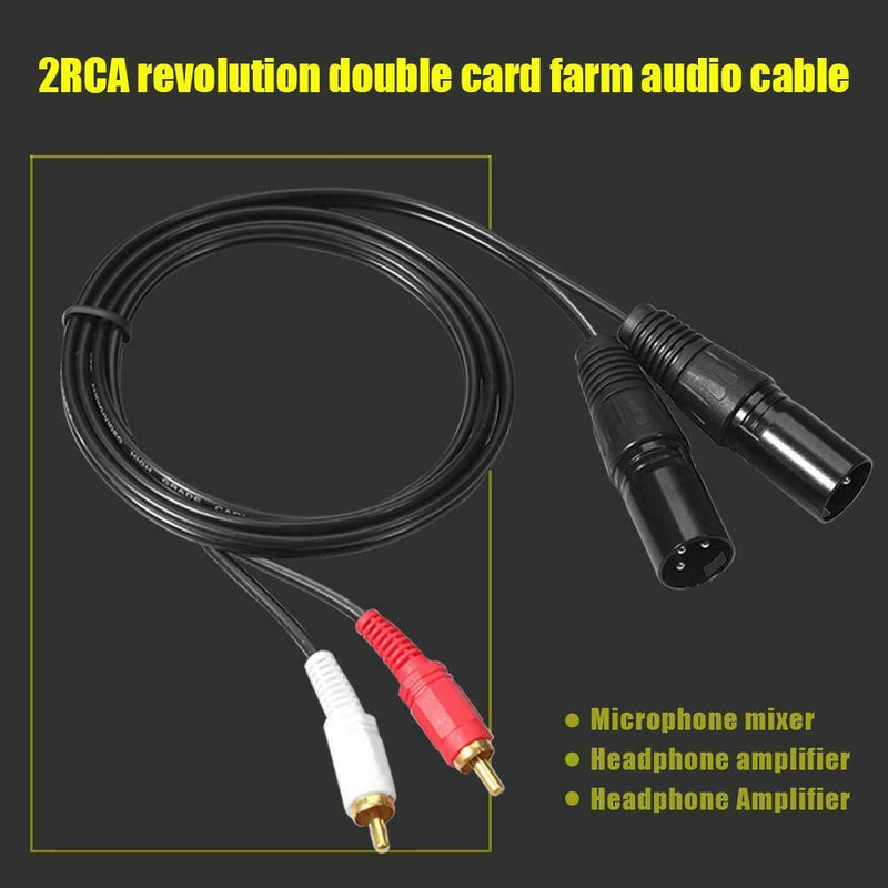 Dual RCA Male to XLR Male Cable 2 XLR to 2 RCA Plug HIFI Stereo Audio Cable