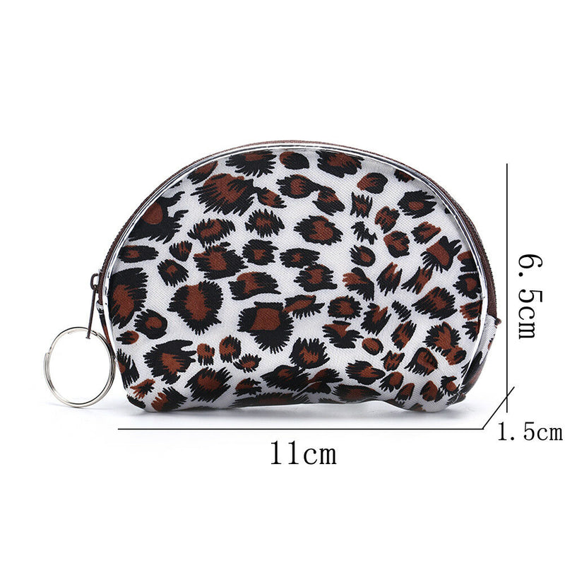 2Pcs Women Leopard Mini Wallet Card Holder Zip Coin Purse Clutch Handba  Kw