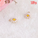 10Pcs/Set Enamel Alloy Sunflower Shape Charms Pendant DIY Craft Jewelry Mak B^X