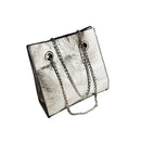 New Big Tote Female Bag Burst Crack Chain Shoulder Messenger Bag Pu Leather