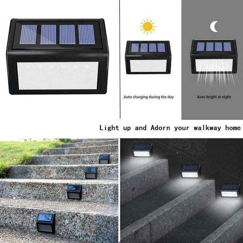 4pcs Outdoor 6LED Solar Power Stair Light Waterproof Garden Street Lamp
