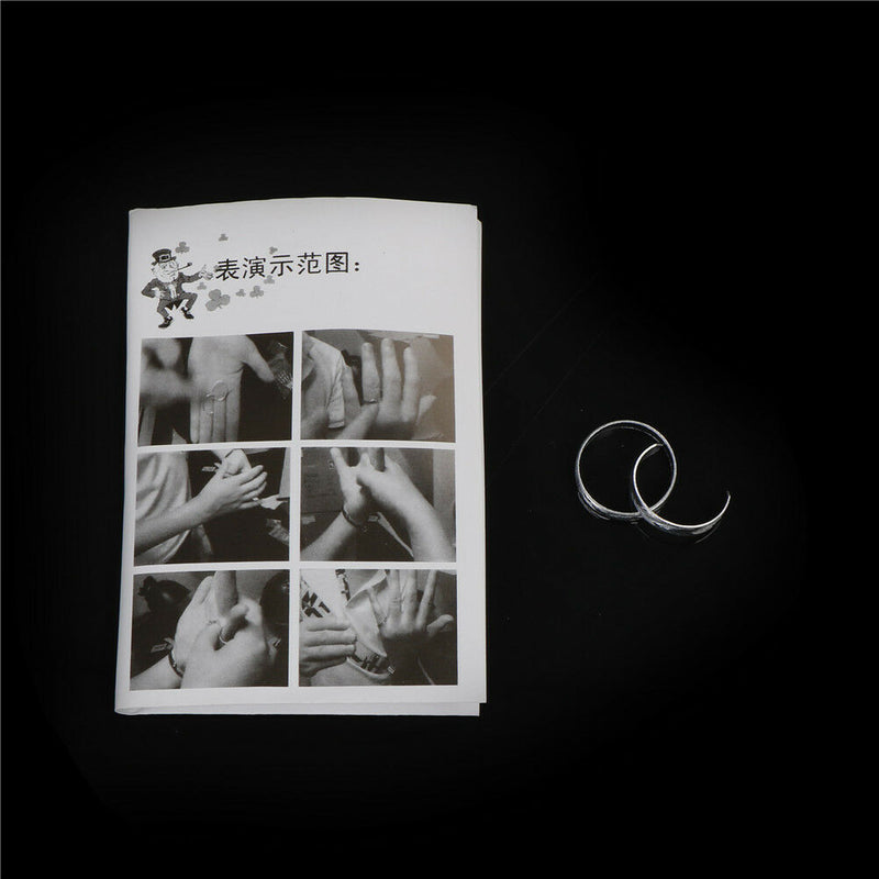 Close-Up Street Magic Gimmick Moving Ring Through Finger Magician Trick Prop  M&