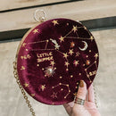 Starry Sky Circular Fashion Suede Shoulder Bag Chain Belt Women'S Crossbody B1F6