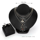 Fashion Women Geometric Stud Earrings Multilayer Chain Necklace Jewelry Set