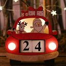Wooden Christmas Calendar Pendant Santa Claus Driving Desktop Ornament Gift