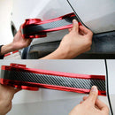 2x 2.5M*5cm Car Door Sill Scuff Pedal Protector Strips Red Sides Carbon Fiber