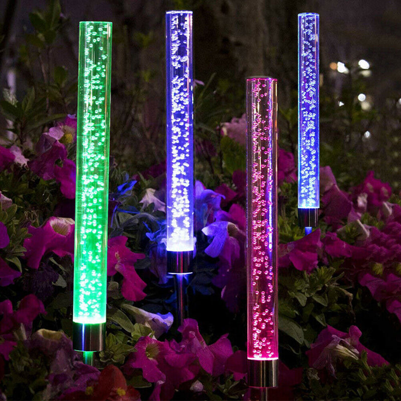 2pcs Color-changing LED Solar Lamp Waterproof Garden Light (Cylindrical)