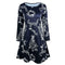 Christmas Floral Long Sleeve A-line Dress O-neck Retro Women Dresses (S)