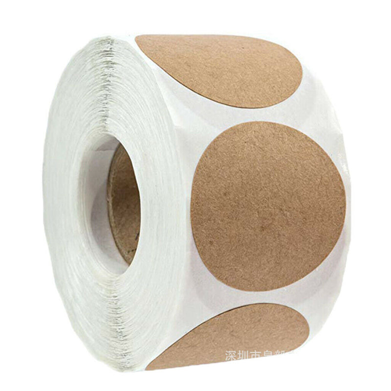 1 Roll of 500pcs Kraft Paper Blank Adhesive Labels Decorative Sealing Stickers