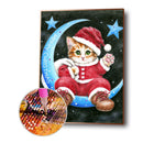 Full Round Drill Rhinestone Picture DIY Xmas Cat Art Moon Diamond Painting