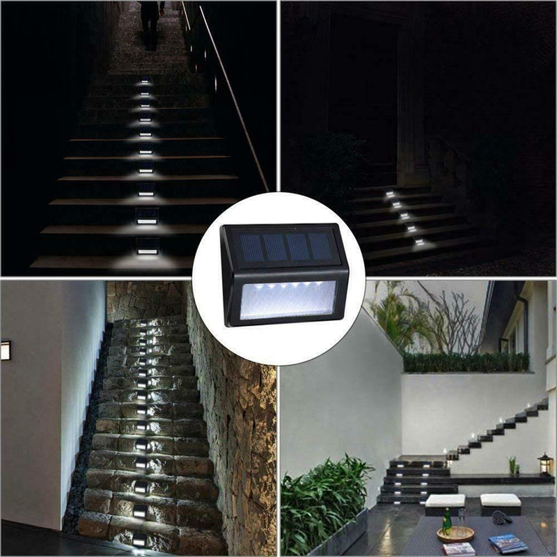 4pcs Outdoor 6LED Solar Power Stair Light Waterproof Garden Street Lamp