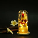 Beauty And The Beast Imitated Lily Flower LED Light Glass Dome Display Wood P5C9