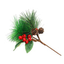3pcs Christmas Red Berry Pine Cone Picks With Holly Branches Floral Decor