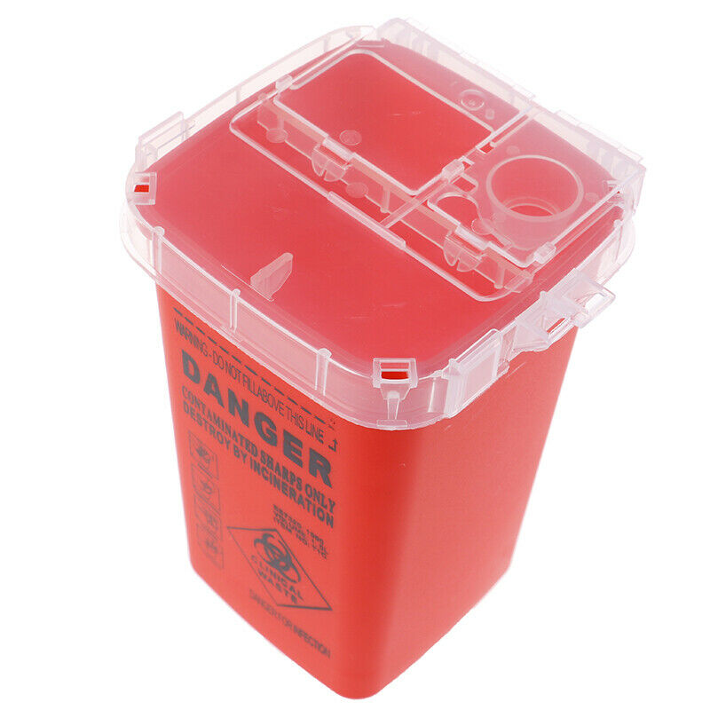 Red Sharps Container Biohazard Needle Disposal for Medical Dental Tattoo TEUS
