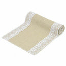 Lace border burlap tablecloth