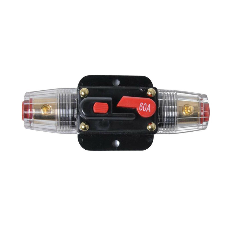 60A InLine DC Circuit Breaker Manual Reset Stereo/Audio Car/RV Fuse Holder
