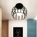 Industrial Ceiling Light Retro Metal Cage Iron Black, Pendant Light Fixture