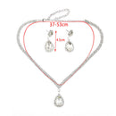Teardrop Rhinestone Jewelry Necklace Earring Set Wedding Bridal Party
