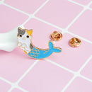 Enamel Mermaid Cat Brooch Pins Shirt Collar Pin Breastpin Women Jewelry Gift FT