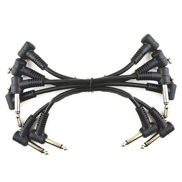 6 x Electric Guitar Cables 6 inch 1/4 Right Angle Effect Pedal Patch Cord B
