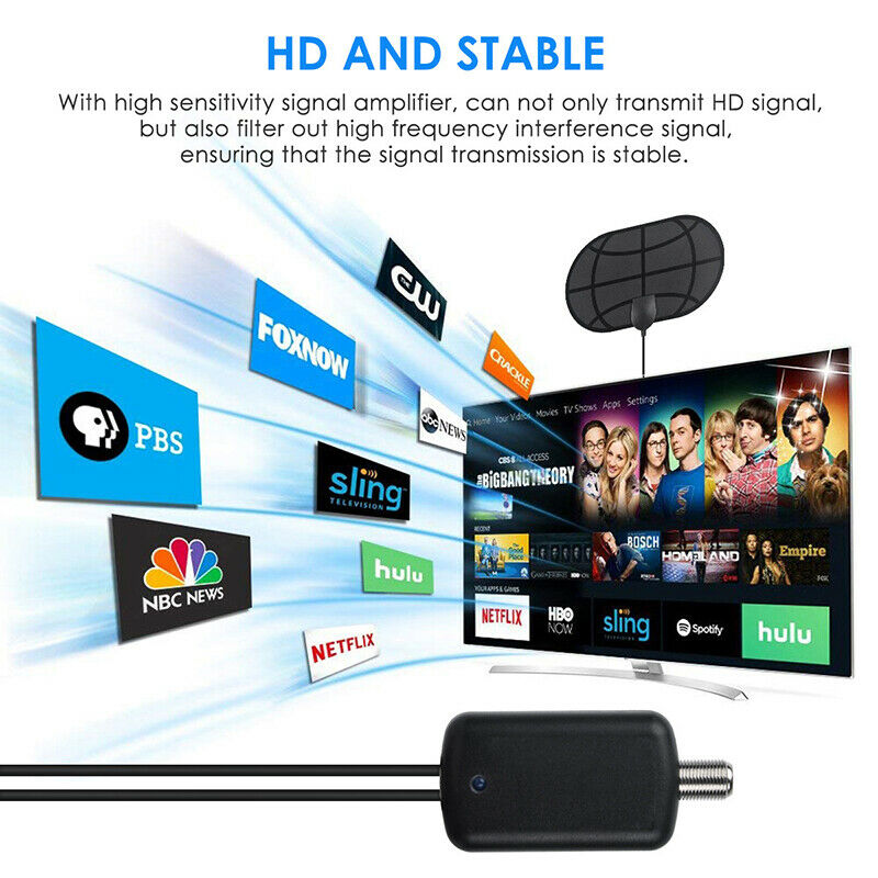 Indoor Television 980 Miles Signal Amplifier FREE HD TV Program Antenna for Life