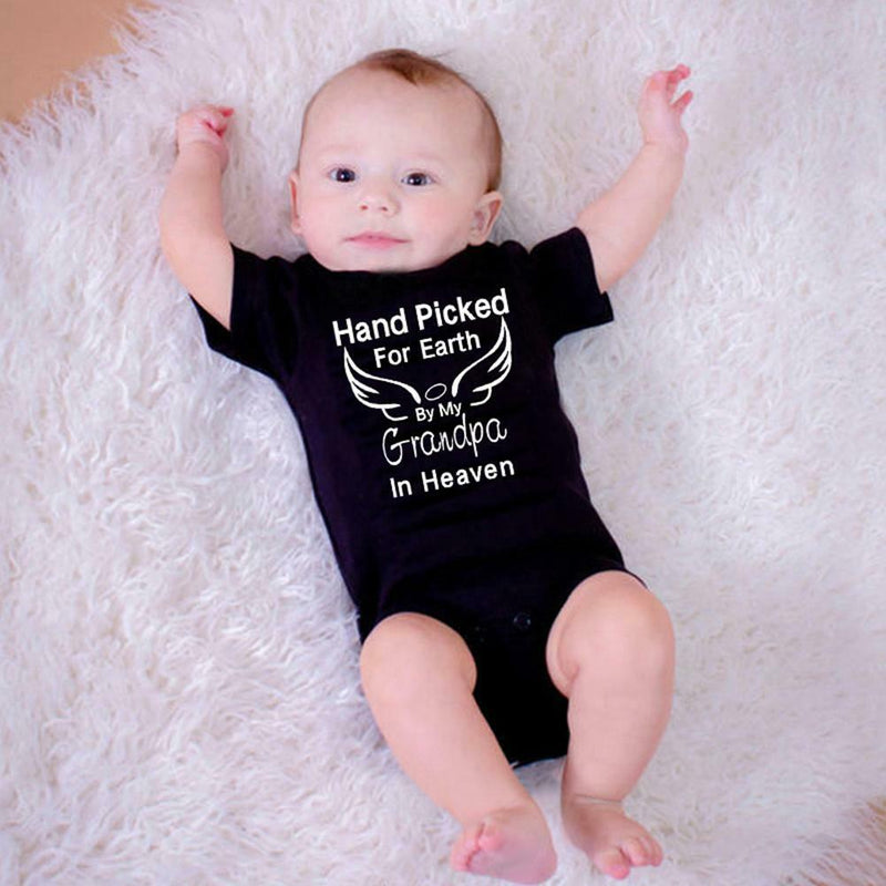 Summer Print Baby Boys Girls Romper Short Sleeve Sunsuit (Black 9-12M) A