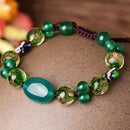 Ethnic Style Green Agate Glazed Bracelet Female Korean Version Of the Simpl