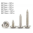 60Pcs M2* 4-12mm Phillips Pan Head Washers Self Tapping Screws Kits Ni-Plated