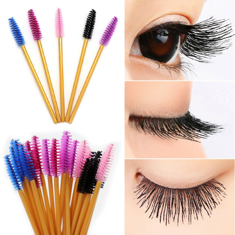 1/50Pcs/Pack Disposable Mini Eyelash Brushes Mascara Applicator Wand Brushe E3A8