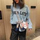 Fashion Hit Color Women Crossbody Bag Scarf PU Leather Shoulder Bags (Pink)