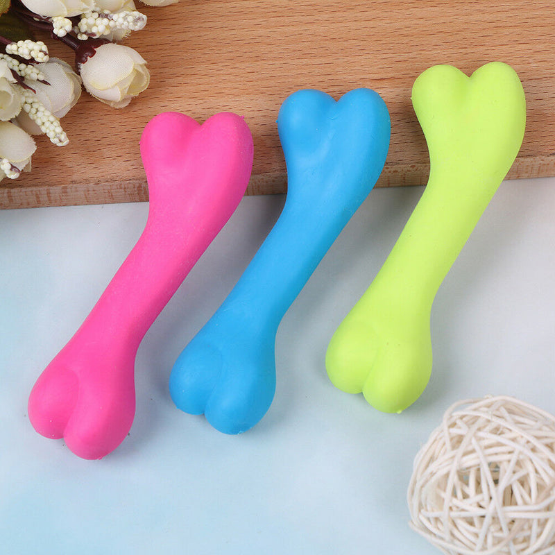 Pet dog puppy cat rubber dental teeth chew bone play training fetch fun toys  Gw