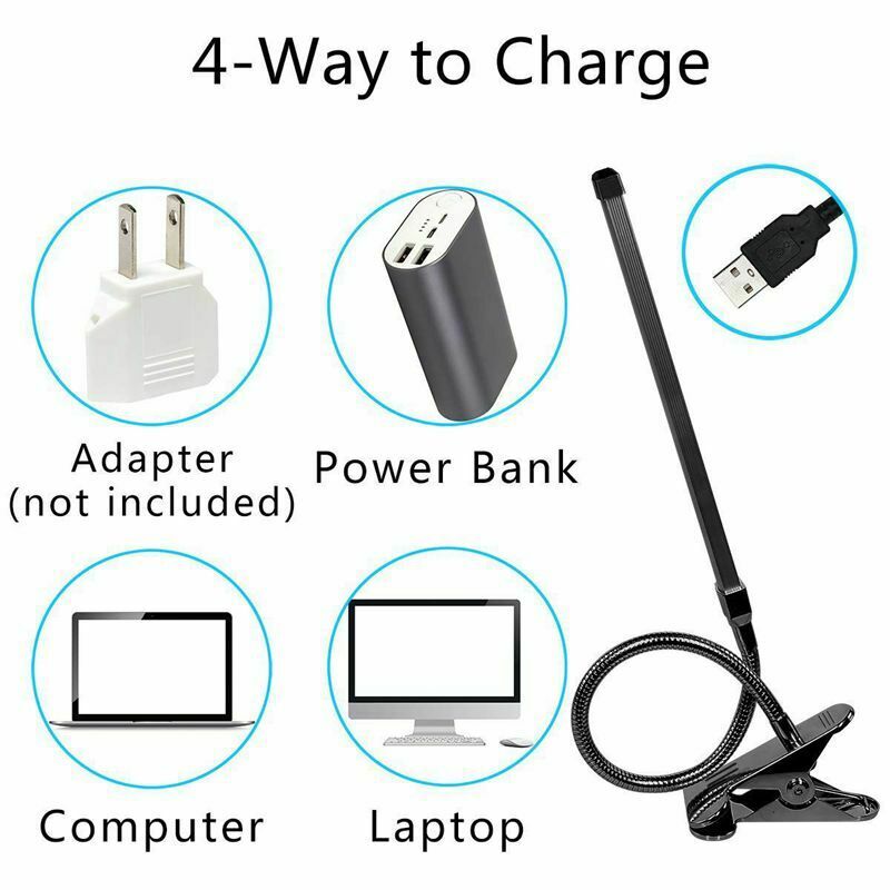 8W LED Clip on Lamp, Desk Light with 3 Modes 2M Cable Dimmer 10 Levels Clam N9W2