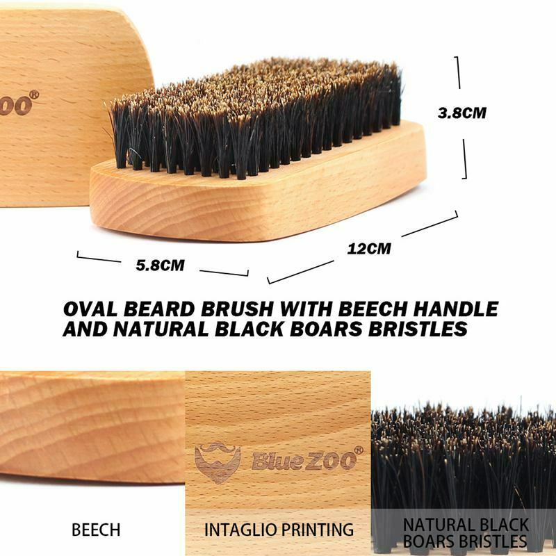 Blue Zoo Men Boar Hair Bristle Beard Brush Shaving Comb Face Massage Handma L8H5