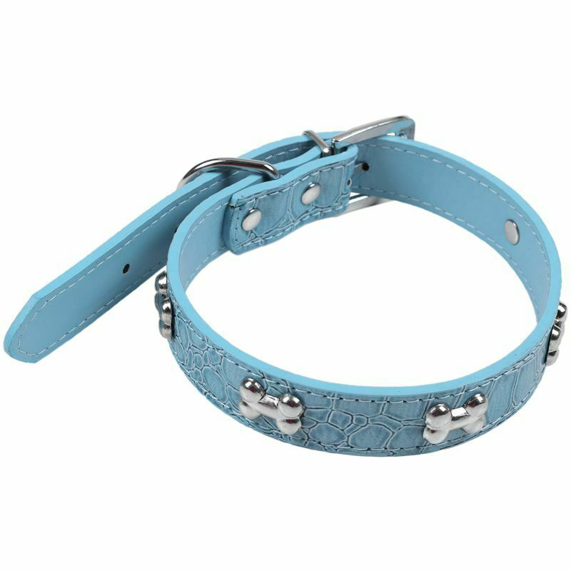 Pet Collar,Small Dog Collars Bling With Bone Necklace Puppy Cat (XS, blue 1 O6I1