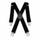 50mm Unisex Mens Men Braces Plain Black Wide & Heavy Duty Suspe Adjust V7A9 Z2C9