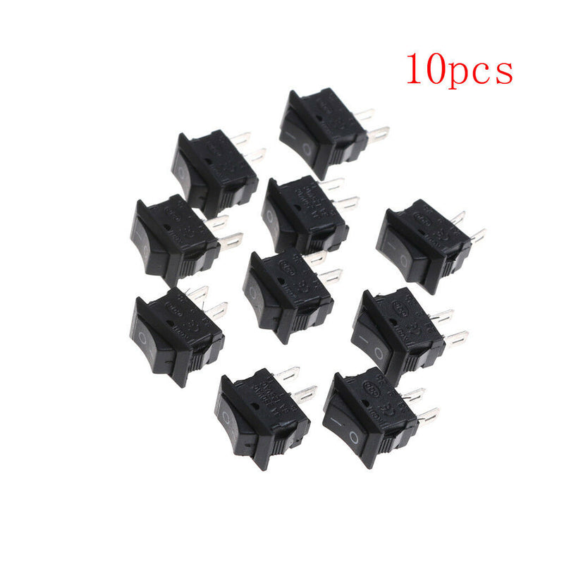 10x 10*15MM Small Black Rocker Switch KCD1-11 250VAC/3A 6A 125V AC 2P Switche.AU