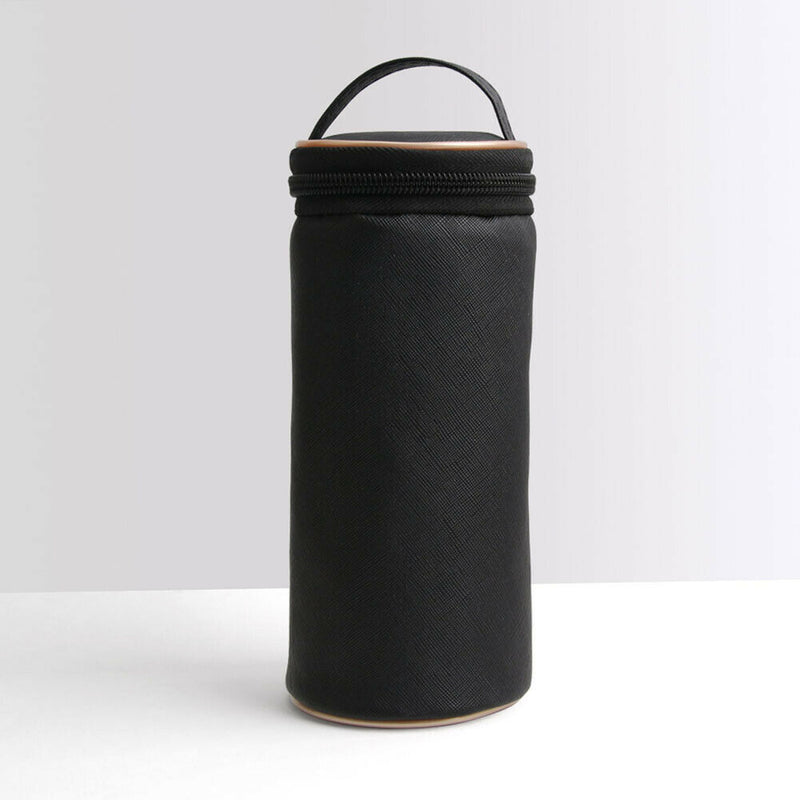 Portable PU Leather Makeup Brushes Holder Cosmetic Tools Organizer (Black) A