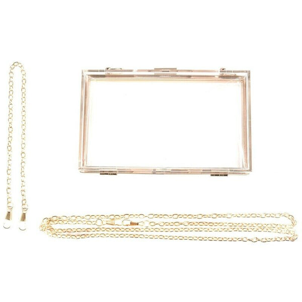 Women Cute Clear Acrylic Box Clutch Crossbody Purse Evening Bag B9D4