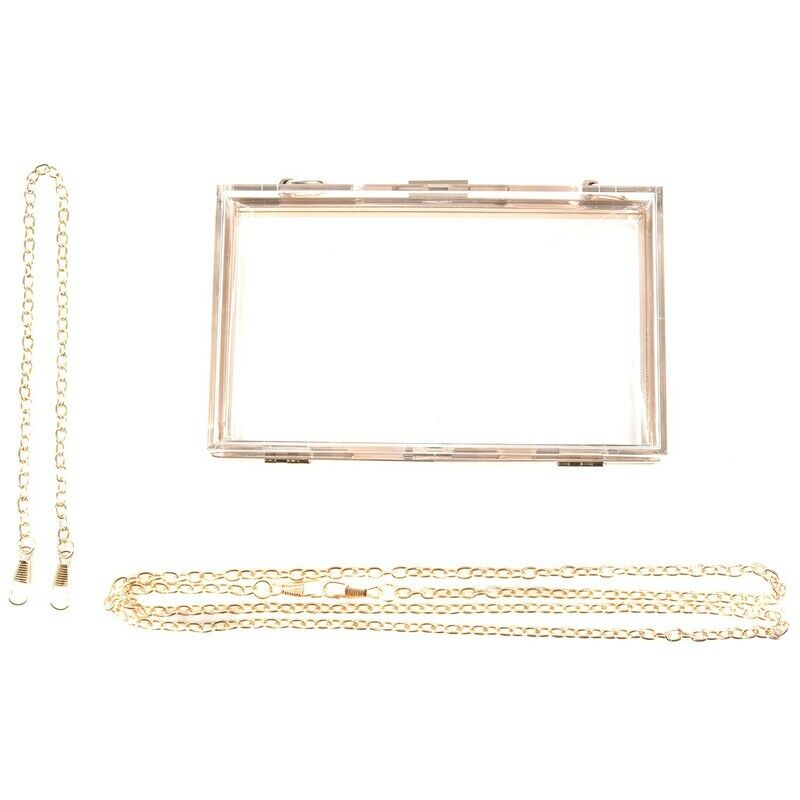 Women Cute Clear Acrylic Box Clutch Crossbody Purse Evening Bag B9D4