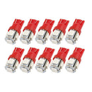 10X T10 194 168 147 W5W 5 SMD 5050 Red LED Car Wedge Tail Side Lamp Bulb 3C