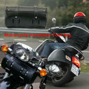 Motorcycle Fork Bag Handlebar Tool Bag Sissy Bar PU Leather Roll Bag Black