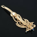 Dark Blue Rhinestones Inlaid Swirl Floral Barrette French Hair Clip