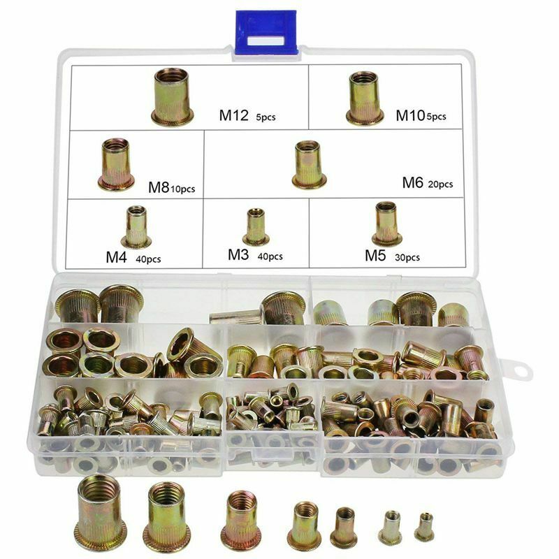 150PCS Plated Carbon Steel Rivet Nut M3 M4 M5 M6 M8 M10 M12 Flat Head Threa