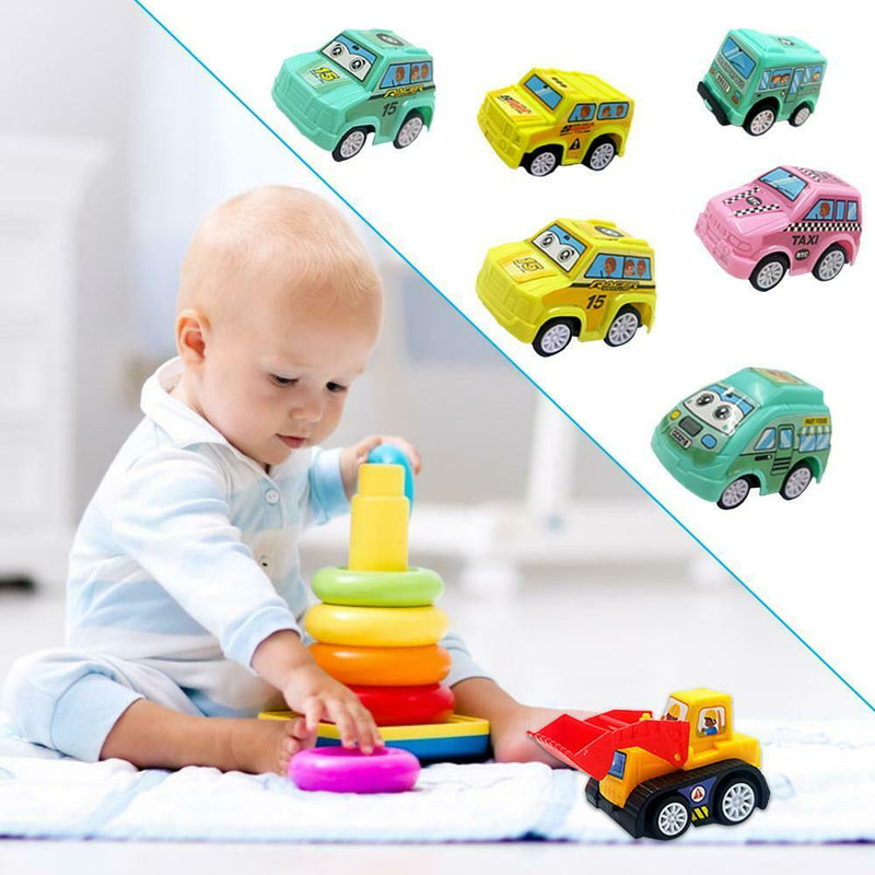 6pcs/Set Kids Mini Cartoon Cars Models Pull Back City Service Vehicle Toys