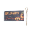 Halloween Greetings Pumpkin Hanging Wall Sign Decoration Rectangle Wood Han