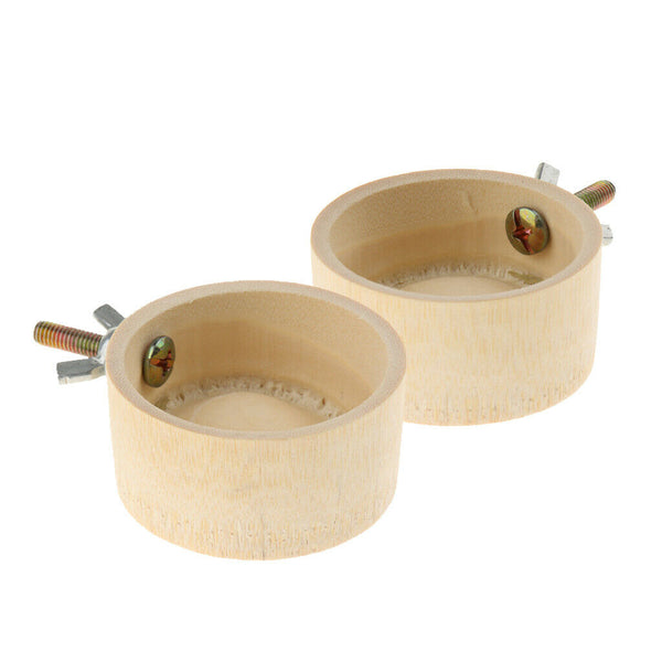 2 x Small Animal Bamboo Bowl, Basic Dish Feeder Can Be Fixed in The Cage with