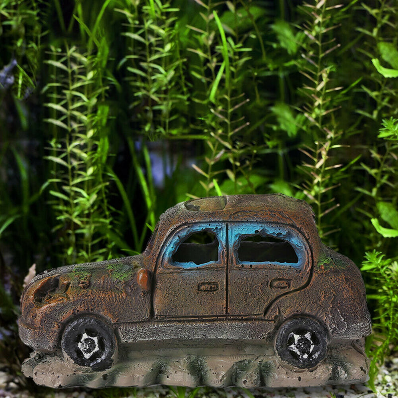 Fish Tank Landscaping Aquarium Ornaments Retro Imitation Old Car Moss Decoration