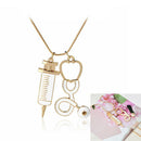 Alloy Medical Stethoscope Syringe Charm Pendant Necklace Chain Women Jewelry LJ