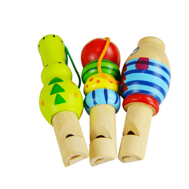 Baby Kids Children Random Lovely Wooden Cartoons Animal Whistle  Toys MO
